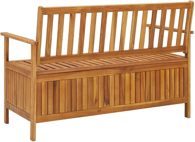 Patio Storage Bench, Outdoor Wooden Deck Box, Solid Wood Patio Furniture for Outdoor Cushions, Pool Storage and Garden Tools, 47.2"x24.8"x33.1", -330