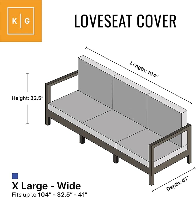 KHOMO GEAR Outdoor Couch Cover Patio Furniture Covers Waterproof Loveseat Cover - for Wide Love Seats - 104" Length x 41" Depth