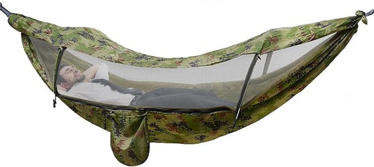 440.9 lbs Camping Hammock with Sunshade Cloth and Straps, 2.9 x 1.4m Anti-Mosquito and Anti-Sun Camping Hammock, Portable Camping Hammock(Camouflage Color)