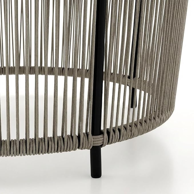 Gray Wicker Round Outdoor Coffee Table with Sturdy Frame, Weather-Resistant Design, Ideal for Patio, Garden, and Outdoor Living Spaces