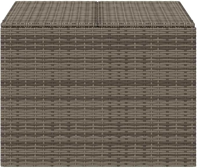 Powder Coated Steel Frame Grey PE Rattan Medium Garden Storage Box for Outdoor Organization, 291L Outdoor Storage Box with Wheels and Gas Spring