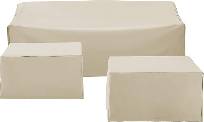 Crosley Furniture Patio Furniture Covers, Waterproof 3-Piece Cover Set for Outdoor Sectional Sofa Sets, Tan