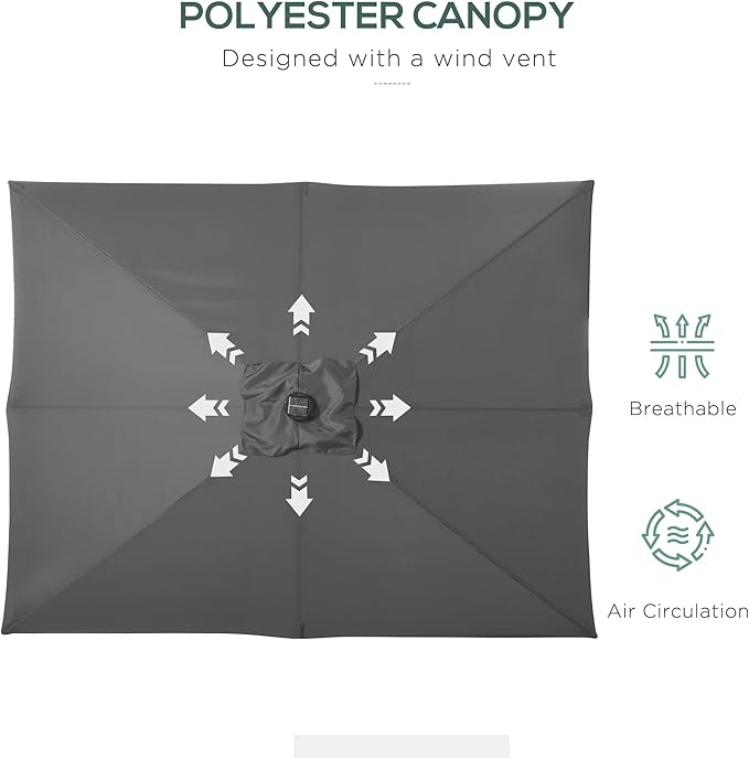 Outsunny 9' x 7' Solar Umbrella, LED Lighted Patio Umbrella for Table or Base with Tilt & Crank, Outdoor Umbrella for Garden, Deck, Backyard, Pool, Beach