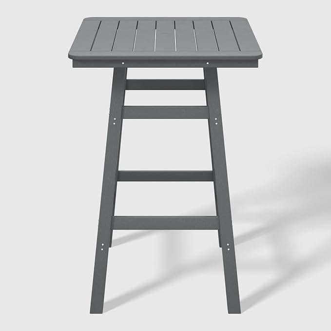WestinTrends Malibu Square Outdoor Patio Bistro Bar Table with Umbrella Hole 42" Tall, Gray