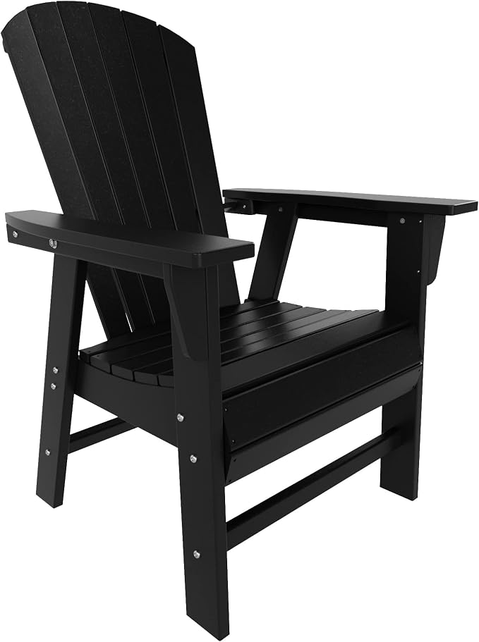 WestinTrends Dylan Adirondack Patio Dining Set for 4, All Weather Poly Lumber Outdoor Table and Chairs Set of 4, 43" Trestle Square Dining Table and Seashell Adirondack Dining Chair, Black