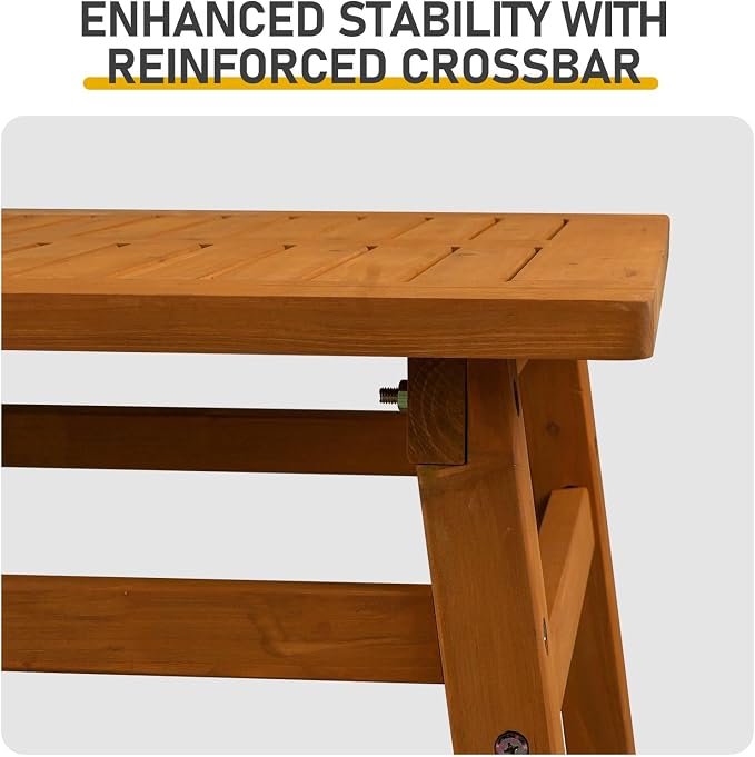 Patio Coffee Table, Outdoor Wood Coffee Table, 42" Farmhouse Side Table for Patio, Solid Cedar Wood Accent Table with Slatted Tabletop for Garden Poolside Lawn Living Room, Teak Wood Finish