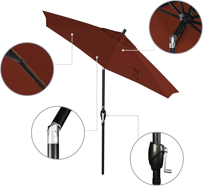 California Umbrella 7.5' Round Aluminum Market Umbrella, Crank Lift