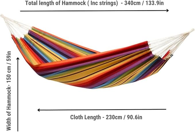 Amazonas Barbados Hammock | 2 Person Hammock | XL Indoor or Outdoor Hammock Swing | Portable Hammock for Relaxation on The Patio, Bedroom or Backyard | Handwoven w/Cloth Bag | Max 440 lbs, Rainbow