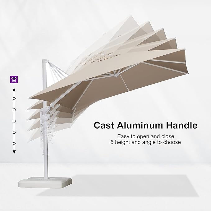 PURPLE LEAF 10 FT Right-left Tilt Patio Umbrella Swivel White Cantilever Umbrella with Tilt Aluminum Outdoor Umbrella with 360° Rotation for Deck Pool Garden, Beige