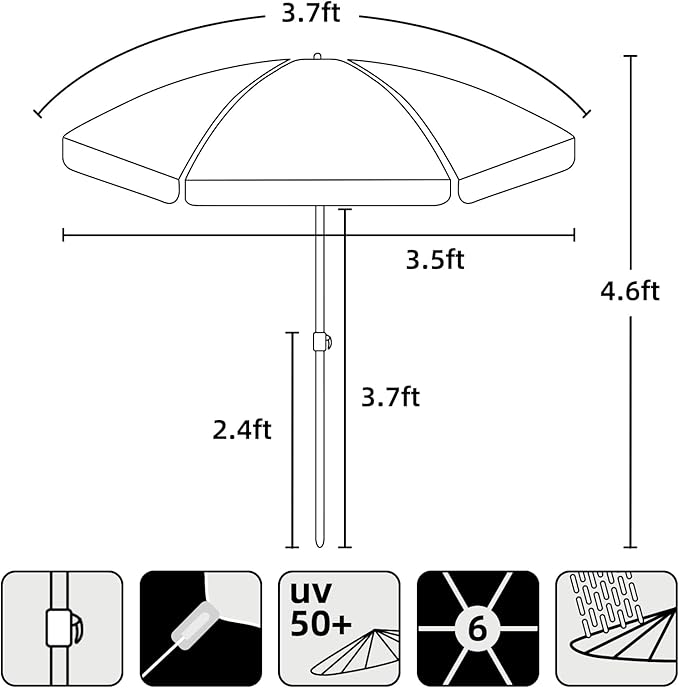 AMMSUN 47 Inch Seaside Beach Umbrella for Sand Box Water Table - Kids shade Umbrella for children Beach Camping Garden Outdoor Play Shade umbrella for picnic table