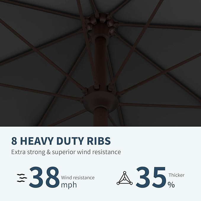 PatioKingdom 11FT Patio Umbrella,Outdoor Umbrella with Push Button Tilt and Crank,Market Table Umbrella with 8 Sturdy Fiberglass Ribs UV Protection