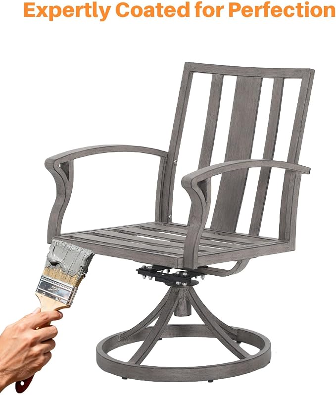 Swivel Patio Dining Chairs Set of 2, Never-Rust Aluminum Outdoor Swivel Rocking Dining Chairs with Cushions, Outdoor Dining Set Patio Furniture Set for Backyard, Deck, Garden, Pool, Limed Oak