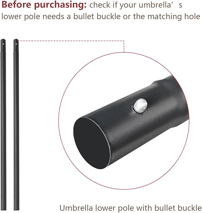 C-Hopetree 1.5in Outdoor Patio Replacement Extension Market Umbrella Lower Pole with Bullet Buckle, Dark Gray