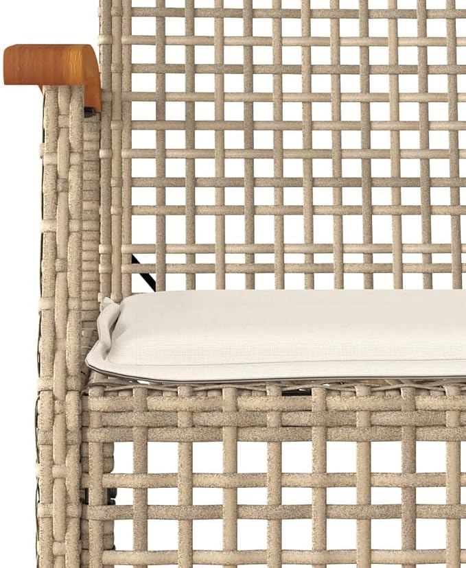 9 Piece Patio Dining Set with Cushions Beige Poly Rattan Outdoor Rattan Wicker Furniture Set for Garden Backyard Acacia Wood Table and 8 Chairs