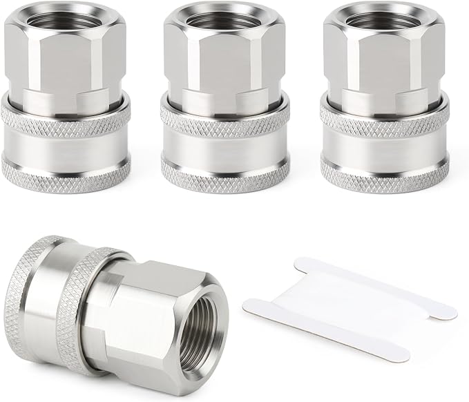 TAISHER 4PCS 304 Stainless Steel 1/4" Female NPT High Pressure Washer Quick Connect Coupler for Pressure Washing Gun Hose Accessories