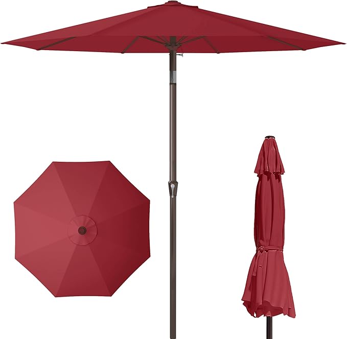 PatioKingdom 11FT Patio Umbrella,Outdoor Umbrella with Push Button Tilt and Crank,Market Table Umbrella with 8 Sturdy Fiberglass Ribs UV Protection