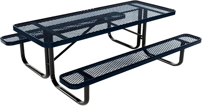 COATEDOUTDOORFURNITURE Heavy-Duty Portable Outdoor Kids Table, Expanded Metal Kids Picnic Table, Commercial-Grade Picnic Table, Made in America (6ft Rectangular, Childrens, Dark Blue)