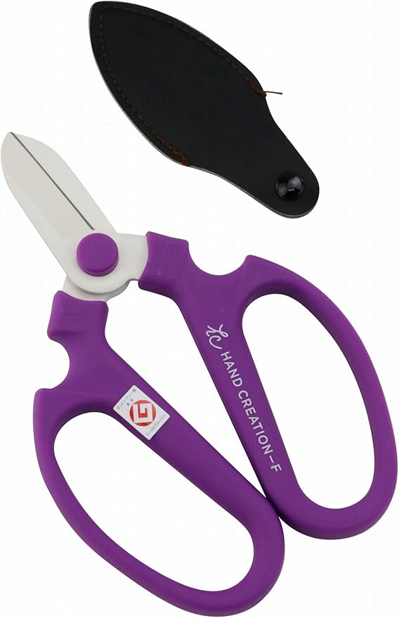 Japanese Floral Scissors - SAKAGEN Hand Creation, Professional Ultra Sharp Flower Shears for Floral Design, Ikebana & Gardening, Made in Japan, F-170 (Royal Purple)