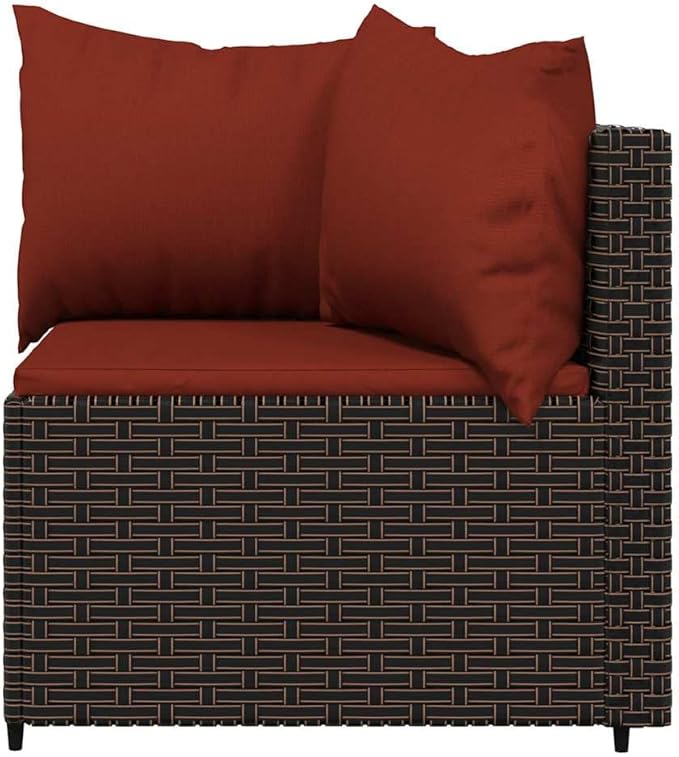 2-Piece Patio Sectional 24.8"x9.8"x22.6" PE Rattan Corner Couch Modular Steel Frame Loveseat for Garden Balcony
