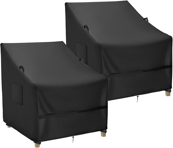 Outdoor Patio Adirondack Chair Covers 2 Pack, Waterproof Heavy Duty Lawn Chairs Cover for Outdoor Furniture, Patio Rocking Swivel Chair Covers, 29" L x 30" W x 30" H