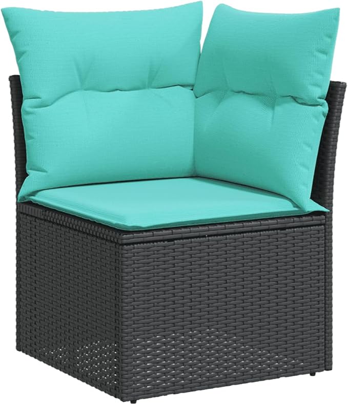 vidaXL Patio Sofa Set with Cushions 11 Piece, Outdoor Sectional Sofa Couch, Patio Conversation Set for Garden Backyard, Black Poly Rattan