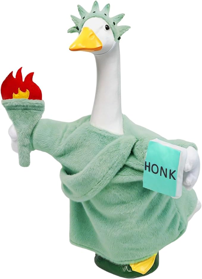 Statue of Liberty Porch Goose Outfit for 23 Inch Lawn Goose Patriotic 4th of July Costume for Cement & Plastic Goose Sculpture, Independence Day Goose Clothes for Garden Patio Yard Decoration