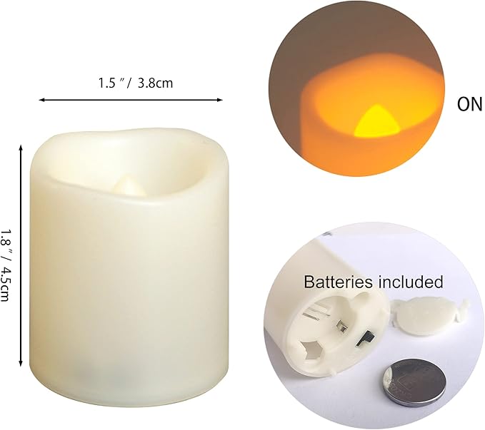 CANDLE CHOICE Battery Operated Flameless Votive Candles with Timer, Small Timing LED Candle Lights with Automatic Built-in Daily Cycle Timer, 6-Hour on 18-Hour Off, Pack of 12, Batteries Included