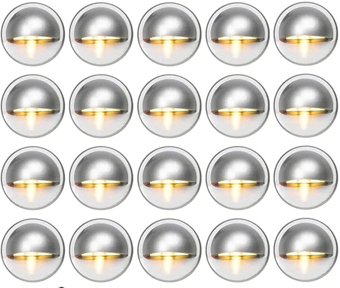 FVTLED Pack of 20 Low Voltage LED Deck Light Kit Φ1.38 Waterproof Outdoor Step Stairs Garden Yard Patio Landscape Decor Lighting Warm White Lamp