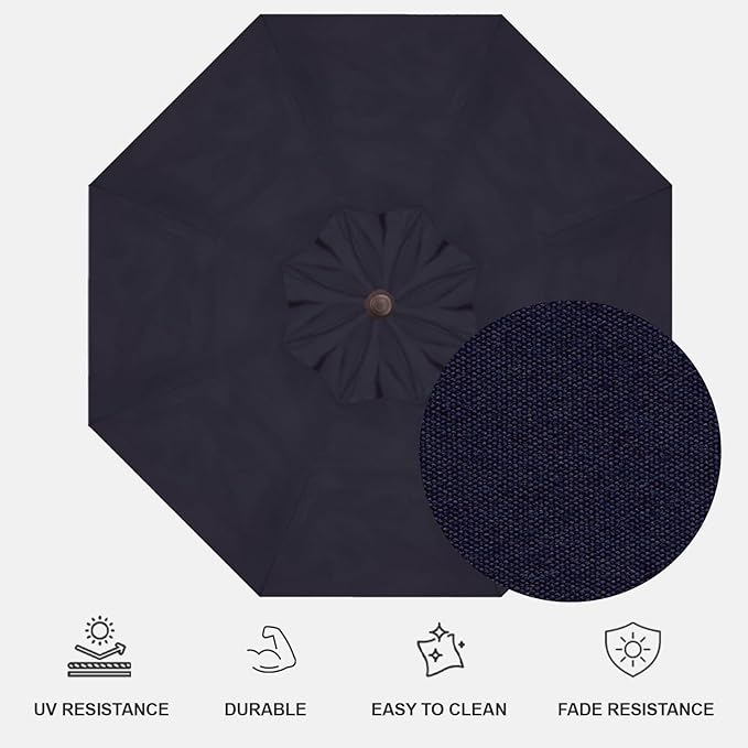Treasure Garden AKZ PLUS Cantilever Umbrella 13' Octagonal Obravia Navy Canopy and Bronze Frame with Rolling Base