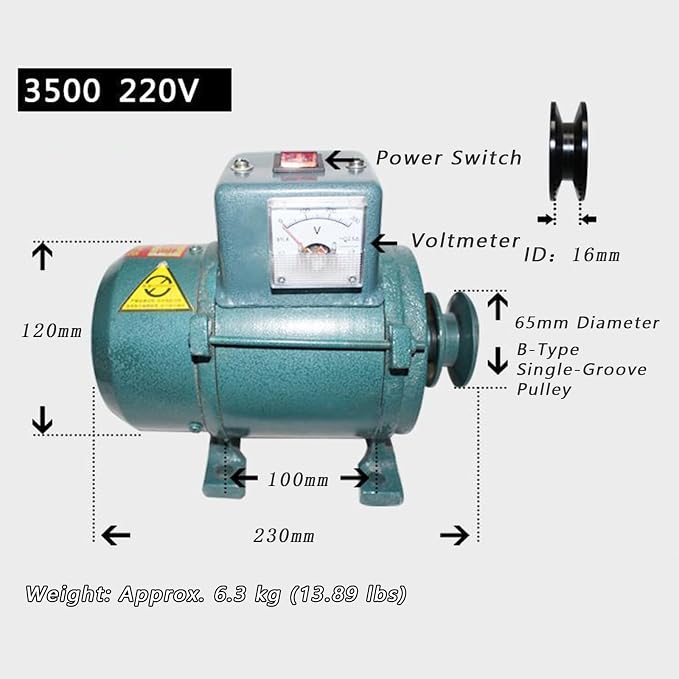 3.5kw/5kw/7kw Permanent-Magnet Generator 220V, Pure Copper Wire With Voltage Regulator Brushless Generator, Belt-Driven 3500W / 5000W / 7000W Low Maintenance For Lighting/Home Use(3500W)