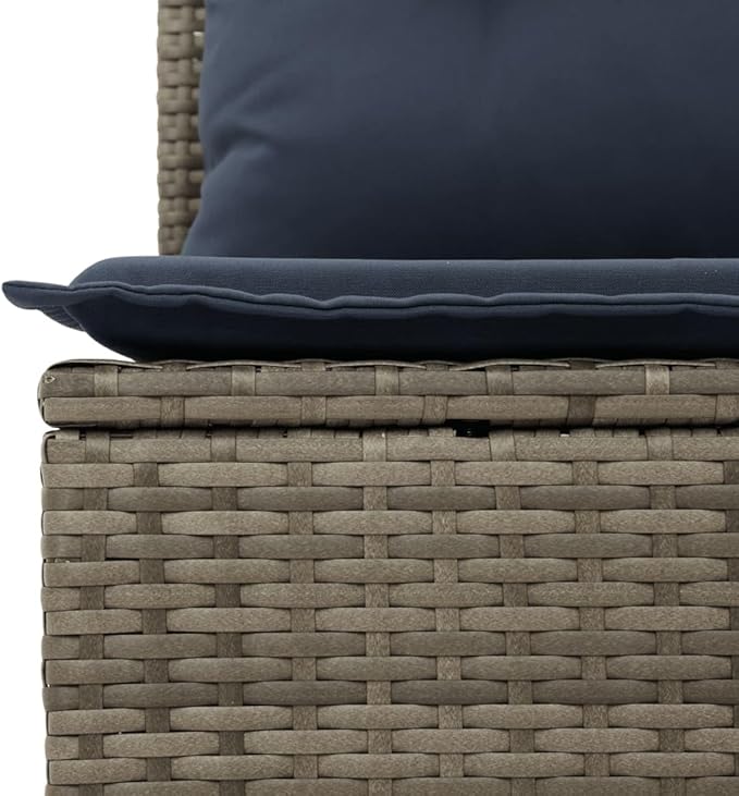 vidaXL Patio Sofa Set with Cushions 4 Piece, Outdoor Conversation Set, Patio Sectional Sofa for Balcony Garden, Modern Style, Gray Poly Rattan
