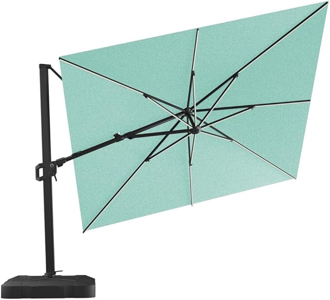 Midtown Umbrellas 9x9 Ft Outdoor Cantilever Patio Umbrella w/Sunbrella Burgundy Fabric - Tilt 360° Rotate Offset Patio Umbrella, Deck Patio Umbrella, Backyard Umbrella & Garden Umbrella - Black Frame