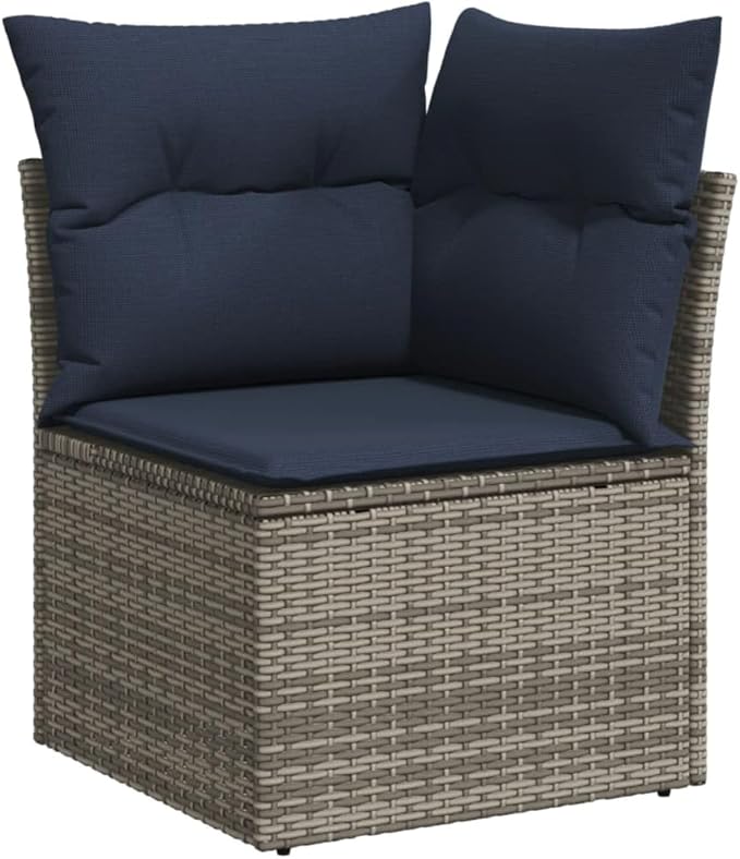 vidaXL Patio Sofa Set with Cushions 5 Piece, Outdoor Conversation Set, Sectional Sofa for Balcony Garden, Patio Furniture, Gray Poly Rattan
