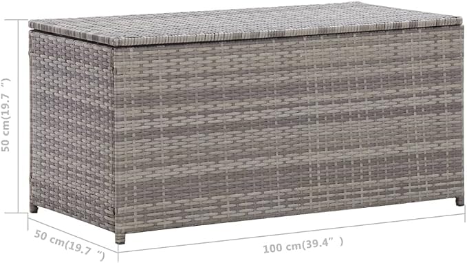 Patio Storage Box Poly Rattan 39.4"x19.7"x19.7" Gray Patio Garden Outdoor Storage Container, Furniture Deck box (Weight:22.05 lbs)