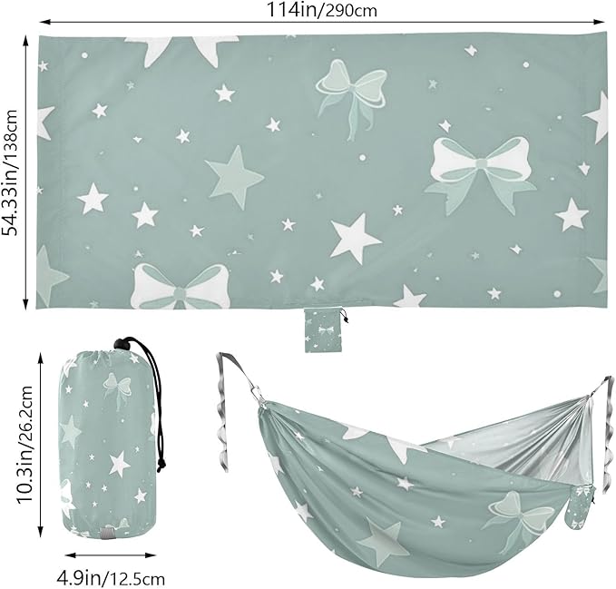 Mint Green Star Bow 330lb Capacity Hammocks for Camping with Hanging Rope Swing Hammock for Outside Patio Garden hamaca para Patio Exterior