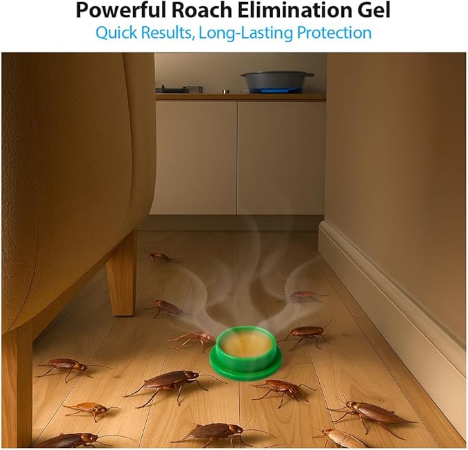 12 Pack Roach Killer Indoor Infestation Roaches Gel Bait Stations, Powerful Cockroach Killer Indoor Home for Roach Infestation, Long-Lasting & Effective Cockroach Gel Bait, Easy to Use & No Mess
