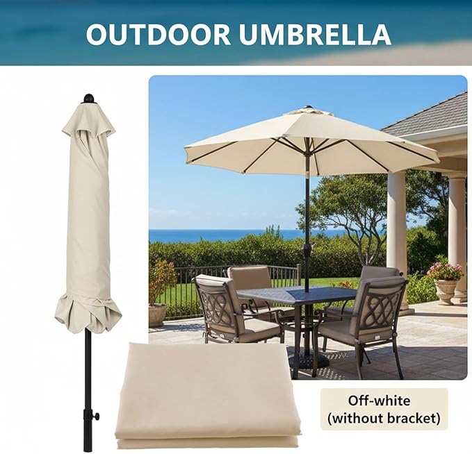 Patio Umbrella Replacement Canopy for 6/8 Ribs, Outdoor Table Market Yard Umbrella Replacement Top Cover, Waterproof Umbrella Canopy Fabric Replacement Canvas(Yellow,9.8FT 6-Ribs)
