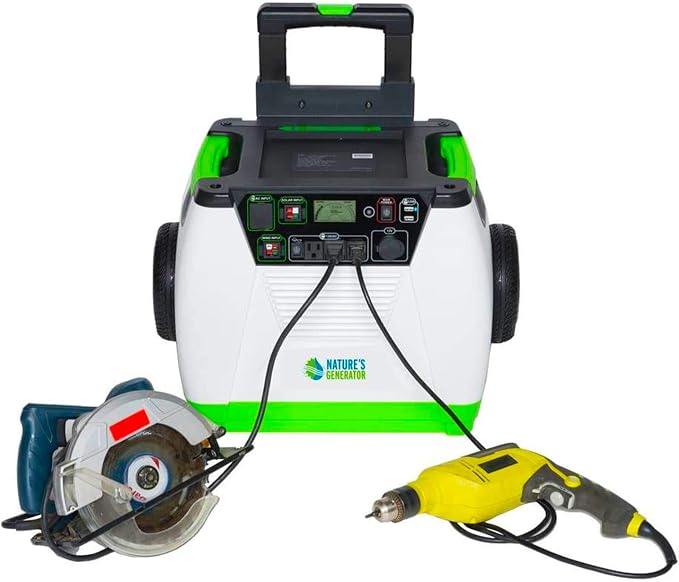 Nature's Generator with Cart -1800w Solar and Wind Powered Generator in Quiet Operation with 12V DC port,2 USB ports and 3 AC outlets