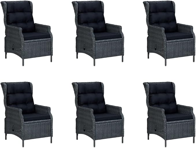 7 Piece Patio Dining Set,Outdoor Bar Table,Patio Bar Set,Modern Outdoor Furniture,Dining Bench with Back,Bistro Set,for Patio Deck Garden,Backyard & Lawn,Dark Gray