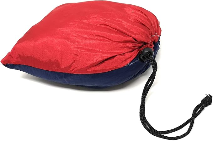 TJ Global Compact Lightweight Parachute Nylon Single Portable Hammocks for Hiking, Travel, Backpacking, Beach, Survival, Outdoors (Blue/Red)