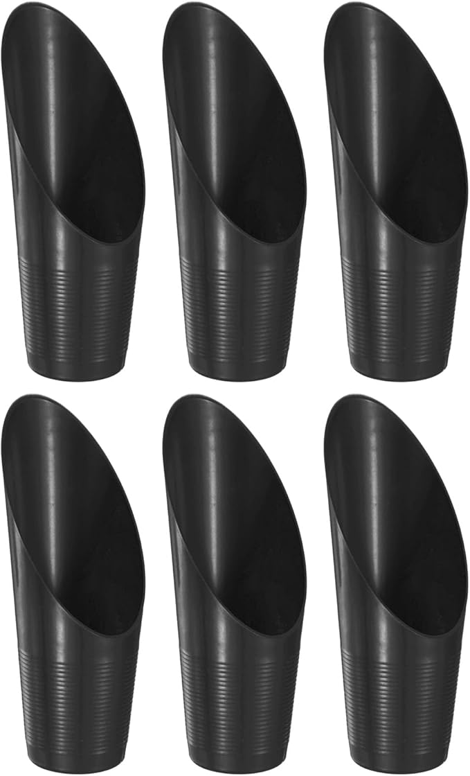 M METERXITY 6-Pack Bonsai Soil Scoops, Plastic Garden Soil Scoops Bucket Shovel Potting Scoopers for Transplanting/Flower Planting/Plant Succulent, Colorful Small Gardening Tools [Black]