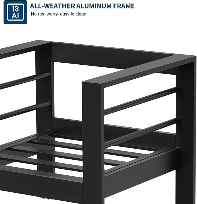 UDPATIO Patio Furniture Set Oversized Aluminum Outdoor Furniture Modern Patio Set, Thickness 5" Cushion Outdoor Seating Set for Balcony(Include Sofa Cover)