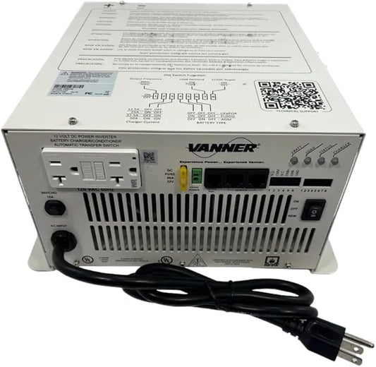 Vanner LSC12-1100 LifeSine Pure Sine Wave Ambulance Inverter/Charger – 1100W / 12V DC to 120V AC – 55A Battery Charger – UL/cUL 458 Certified