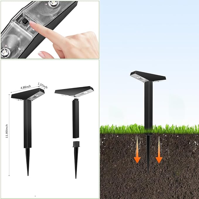 Solar Pathway Lights 4 Pack Outdoor, Waterproof Solar Garden Lights for Lawn, Patio, Walkway ，Auto On/Off, Warm White 3000K Decorative Landscape Lighting