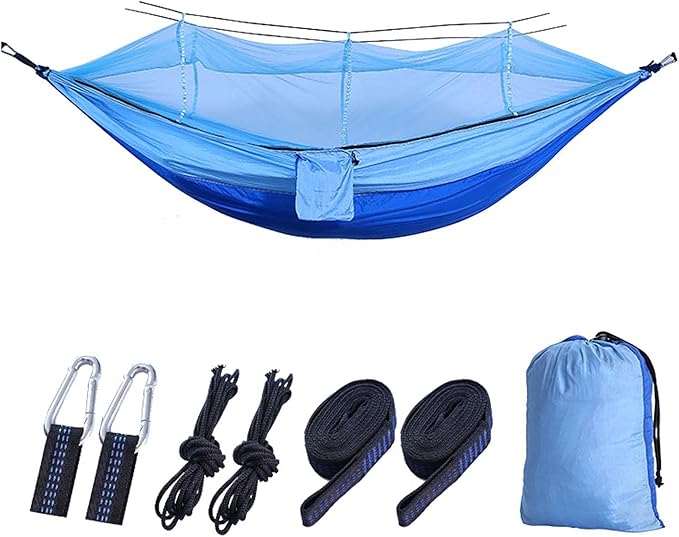 Double Hammock Swing, Portable Hammock with Mosquito Net, Camping Hammocks for Outside, Parachute Nylon Hammock, Heavy Duty Hammock, Double Tree Hammock