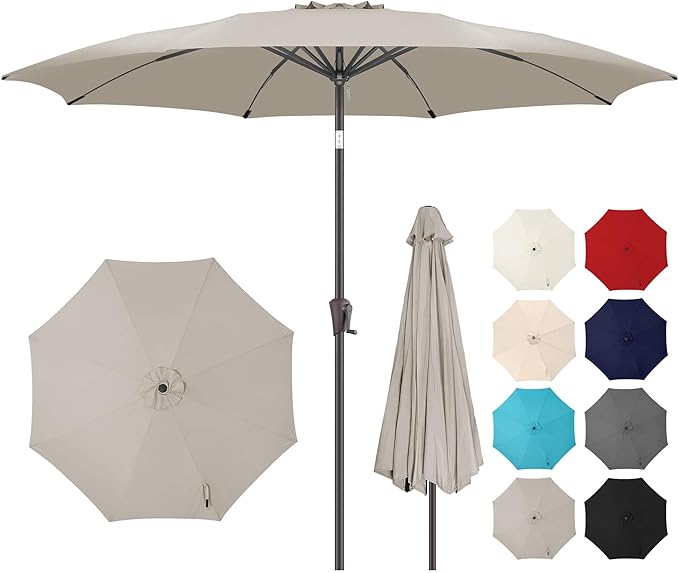 11FT Outdoor Patio Umbrella - Table Umbrella Waterproof UV Protection, Sombrillas de Patio with Push Button Tilt, Sun Umbrella for Pool, Porch, Garden, Deck, Backyard (Taupe)