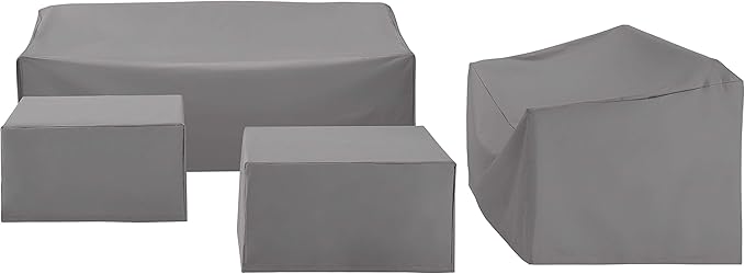 Crosley Furniture Patio Furniture Covers, Waterproof 4-Piece Cover Set for Outdoor Sectional Sofa Sets, Gray