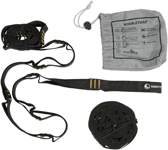 Ticket to the Moon Hammock Hanging Suspension Accessories - Quality Tested, Fair Trade, Handmade & Durable: Nautical Ropes, Straps Webbing, Carabiners, Ridgeline (Organizer), Hanger for Concrete Walls
