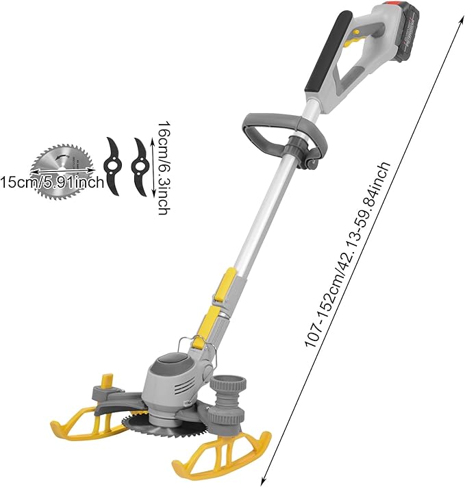 Cordless Grass Trimmer/Edger, 10,000Rpm Battery Powered Grass Trimmer, 42.13-59.84In Adjustable Length Mini Mower for Lawn Care and Yard Work (1 Battery & Charger Included)