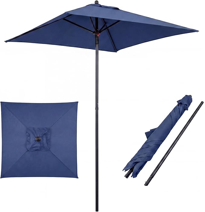 Giantex 5ft Square Patio Umbrella, Outdoor Table Umbrella with Push Bottom Tilt, 4 Sturdy Ribs, Fade Resistant & Waterproof Canopy, Market Umbrella for Deck, Pool, Backyard, Garden, Beach